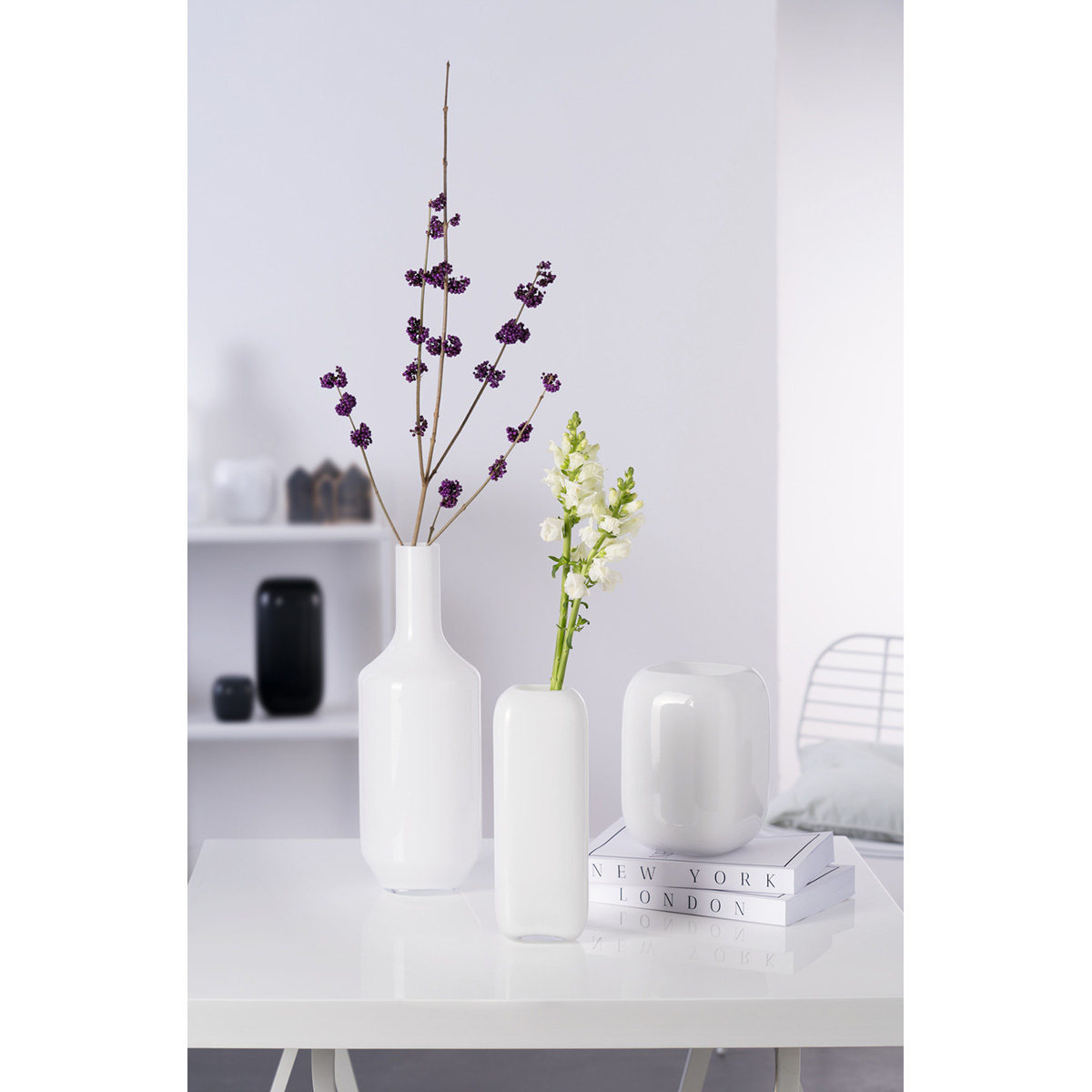 VAZA STAKLENA  MILANO bela - Vase MILANO white - Slika 2