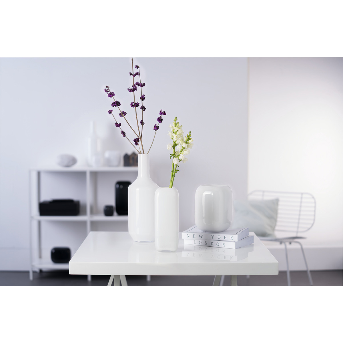 VAZA STAKLENA  MILANO bela - Vase MILANO white - Slika 3