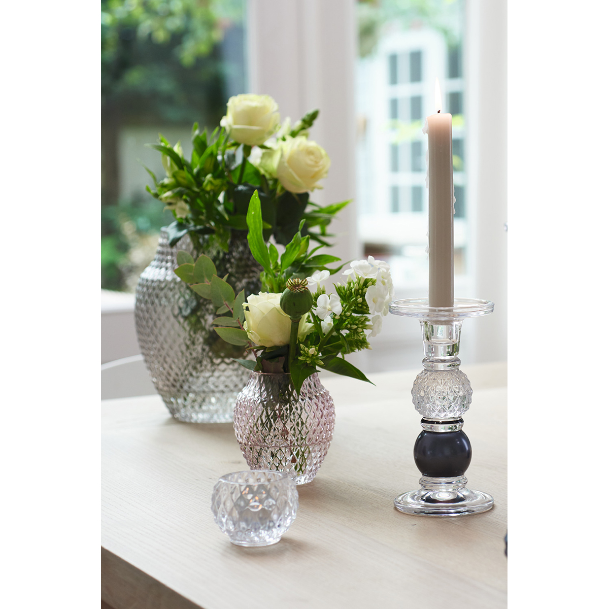 SVEĆNJAK STAKLENI   18 cm plavi  -  Candlestick POESIA 18 cm blue - Slika 2