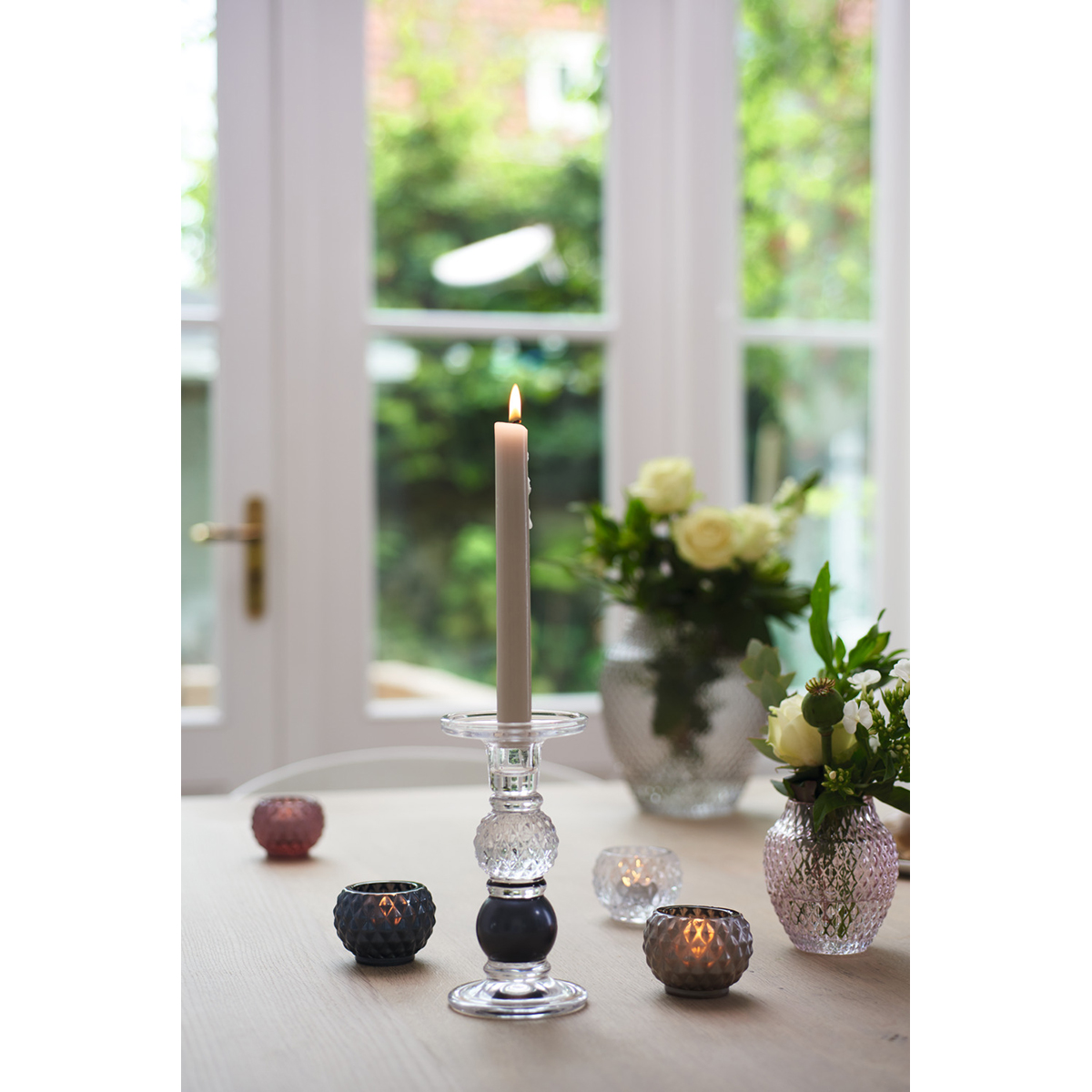 SVEĆNJAK STAKLENI   18 cm plavi  -  Candlestick POESIA 18 cm blue - Slika 3