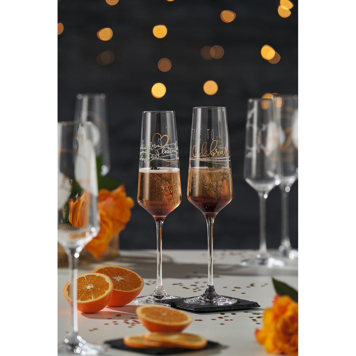 ČAŠE ZA ŠAMPANJAC,set 2 kom 280 ml - 2 champagne glasses PRESENTE 280 ml 'Celebrate' - Slika 2