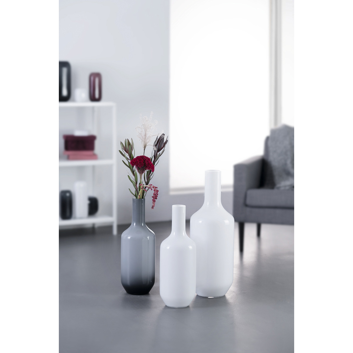 VAZA STAKLENA  MILANO siva - Vase MILANO grey - Slika 2