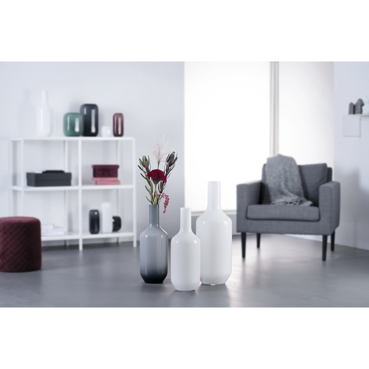 VAZA STAKLENA  MILANO siva - Vase MILANO grey - Slika 3