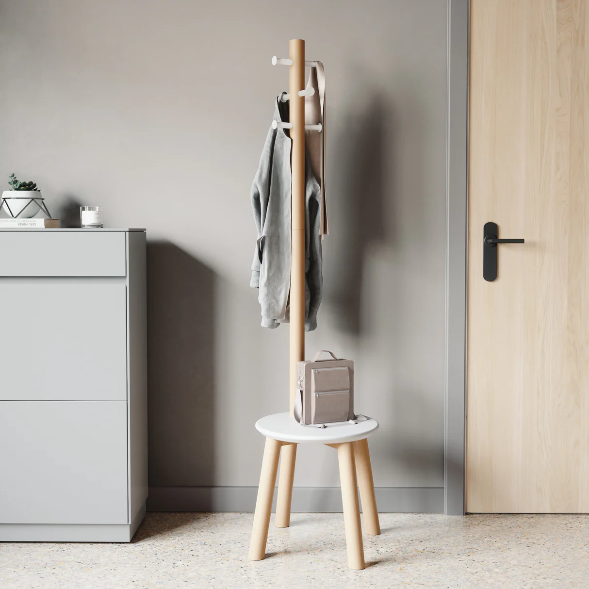 VEŠALICA ZA KAPUTE SA STOLICOM - Stool and Coat Rack PILLAR - Slika 5