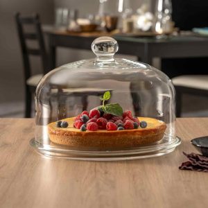 STAKLENO ZVONO SA TANJIROM  -  Cake Plate 31.5 cm with Glass Cover