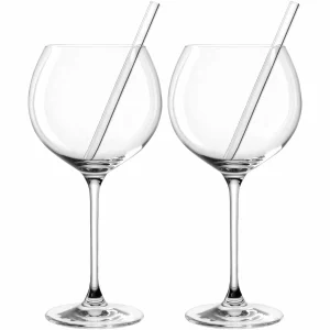 ČAŠE ZA KOKTEL SA SLAMKAMA  -  Chalice glass  750 ml with glass drinking straw